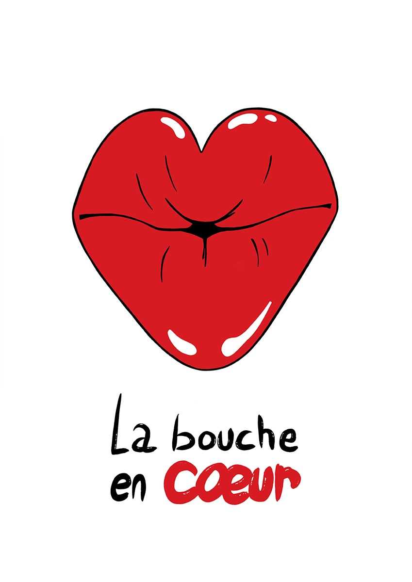 La bouche en coeur est une illustration de la série Histoires de coeurs réalisé par Delgo. Elle représente une bouche pulpeuse en forme de coeur.