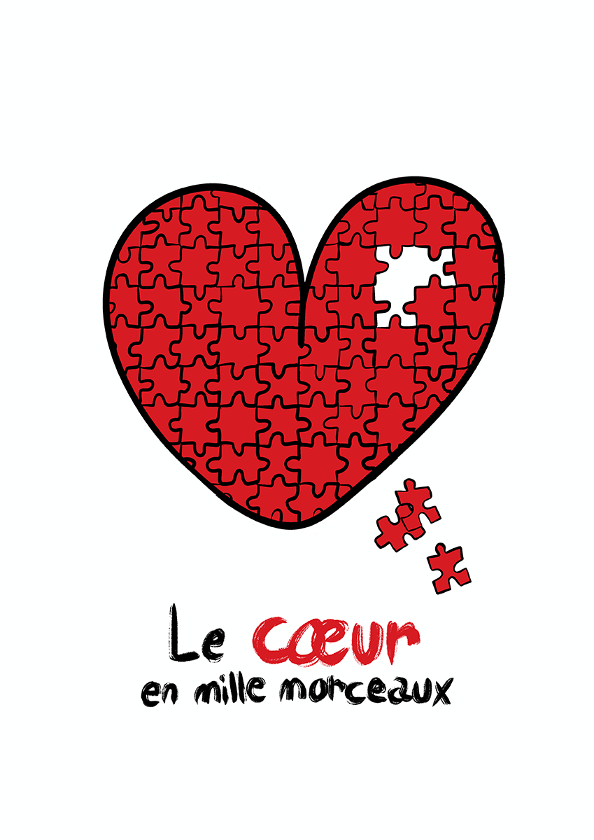 Le coeur en mille morceaux est une illustration de la série Histoires de coeurs réalisé par l'illustrateur Delgo. Elle représente un puzzle incomplet en forme de coeur.