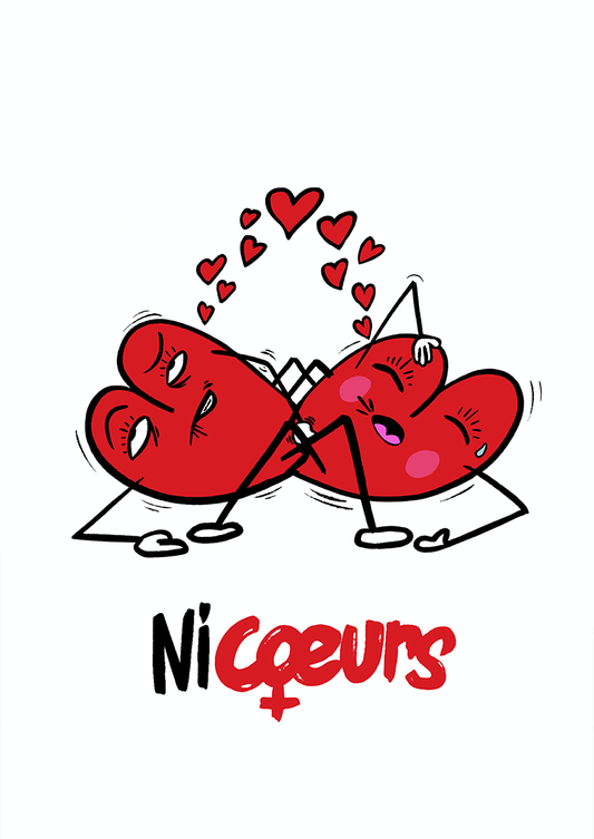 Nicoeurs women est une illustration de la série Histoires de coeurs réalisée par l'artiste Delgo. Elle représente deux coeurs en plein ébat amoureux.