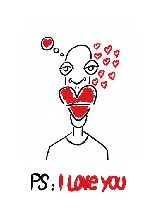 PS: I love you est une illustration de la série Histoires de coeurs réalisée par Delgo.Elle représente un personnage amoureux avec une bouche en coeur. 