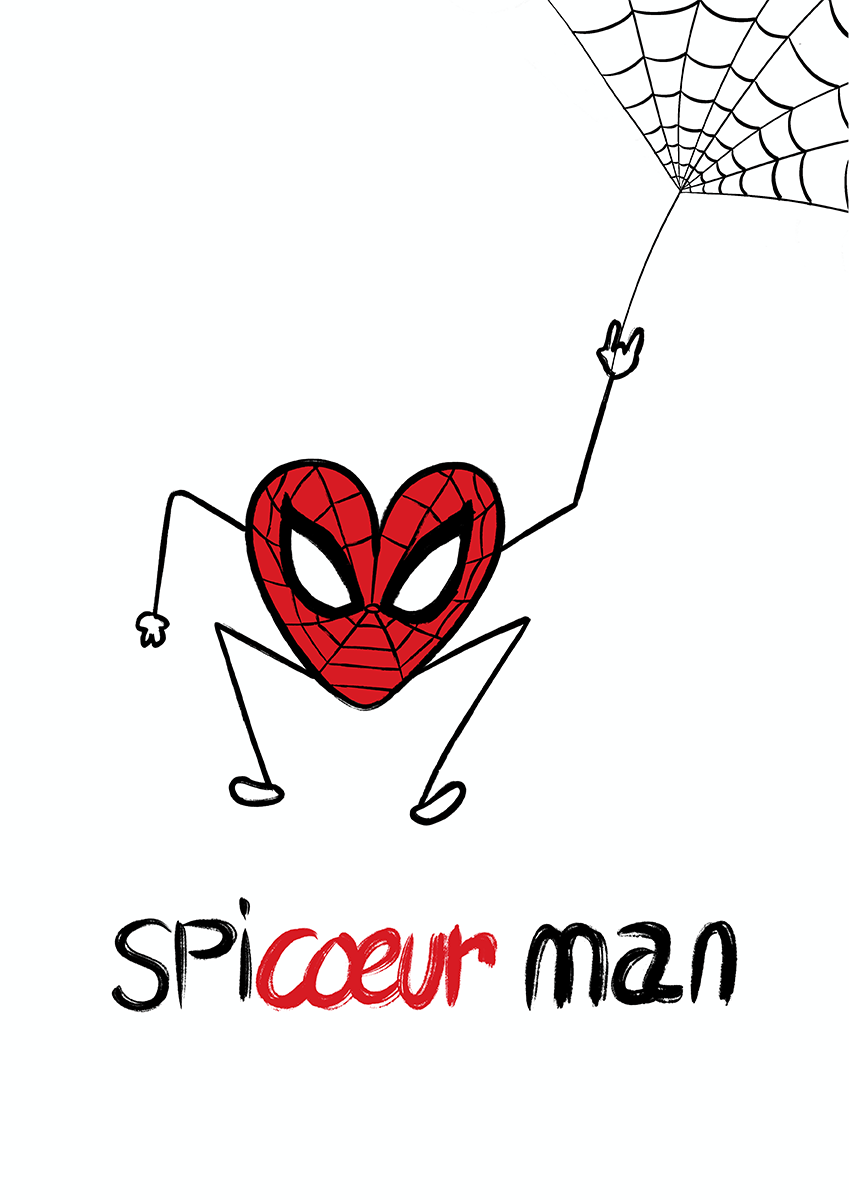 Spicoeurman est une illustration de la série Histoires de coeurs réalisée par l'artiste Delgo. Il s'agit d'une représentation personnel du Super Héros Spiderman.